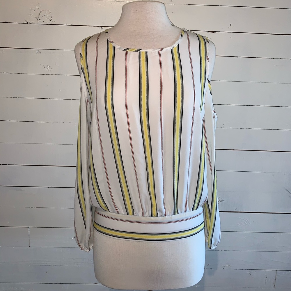 Striped Yellow and Black Off-The-Shoulder Top